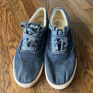 VTG Rare Polo Ralph Lauren Canvas Denim Boat Shoes Mens 11 Low Top Sneaker